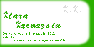 klara karmazsin business card